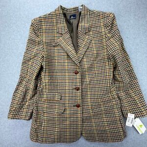 Lizsport‎ Womens Autumn Harvest Wool Blend Houndstooth Blazer Jacket Size 10 NEW